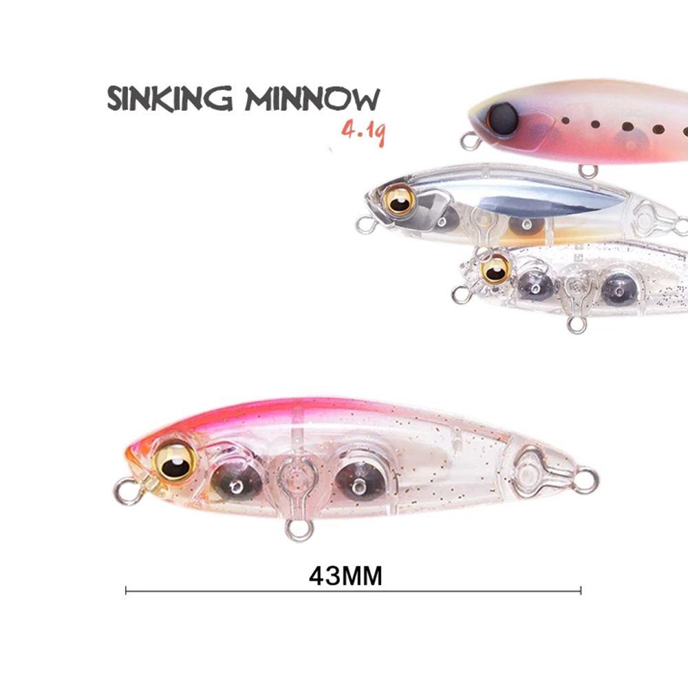Transparent Useful Crankbaits Minnow Lures Pencil Baits with Steel Ball Winter Fishing Fish Hooks