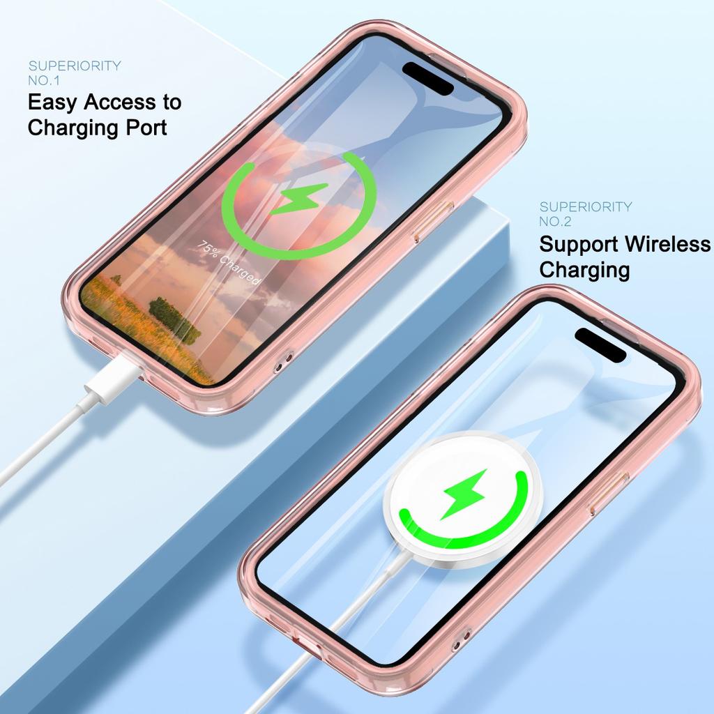 For iPhone 15 Pro Max Case Compatible with MagSafe PET Screen Film PC+TPU Cover