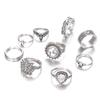 European & American Hot-Selling Retro Ethnic Knuckle Rings: 9-Piece Gemstone Set