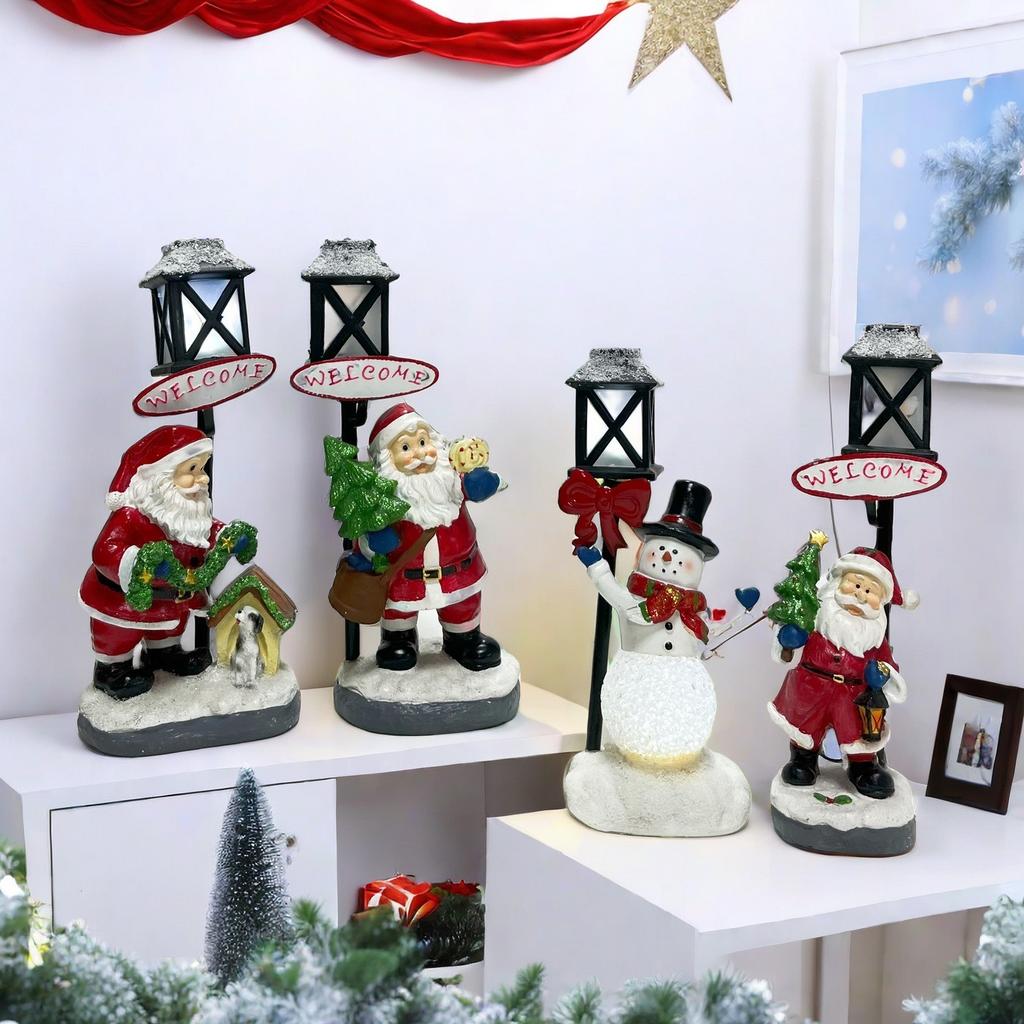 Новые украшения Санта-Клауса, светящиеся снеговики, поделки из смолы, настольные украшения для создания рождественской атмосферы