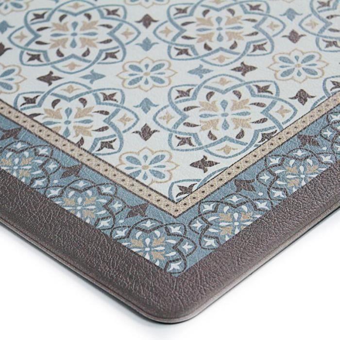 Kitchen Mat Blue Grey Cement Tiles 45x75 - Non-slip Vinyl