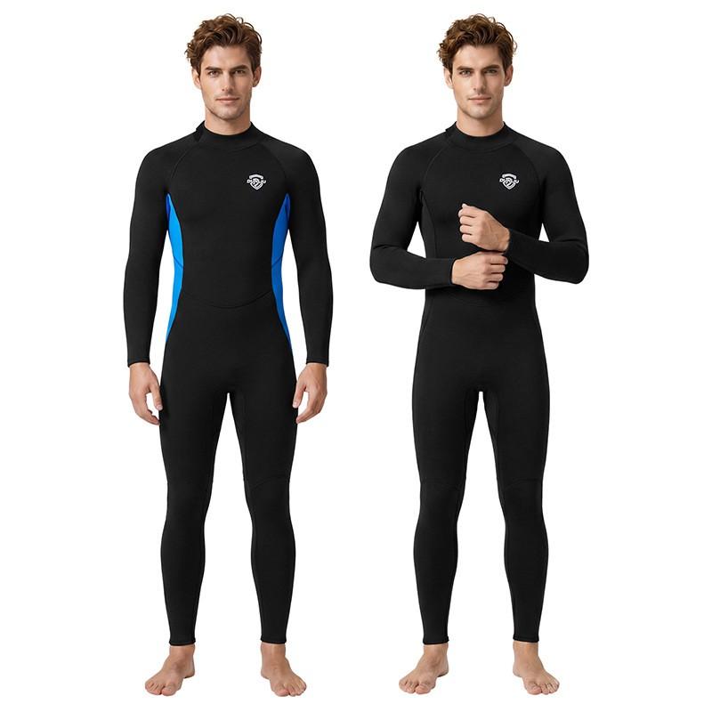 Mens 3mm Full Wetsuit Long Sleeve Chloroprene Neoprene Diving Suit Surfing Snorkeling Cold Water Swimming