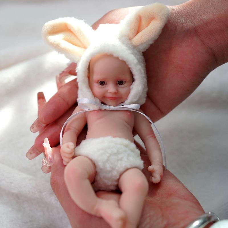 6 Inch Solid Silicone Full Body Reborn Baby Doll for Girl and Boy 15cm Mini Palm Simulation Doll Maddie Dress Up Playmate Toy Doll Kid Birthday Gift
