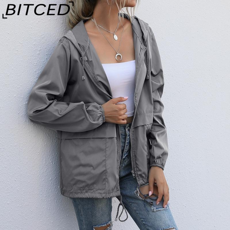 BITCED Women's Zipped Hooded Jacket Lightweight Outdoor Hiking Rainproof Jacket