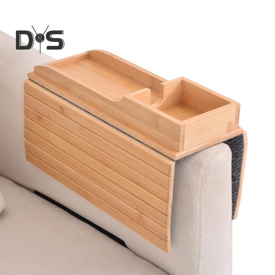 Подлокотник для дивана из бамбука с подстаканником, нескользящий органайзер для дивана, складной столик для дивана, телефон, пульт дистанционного управления