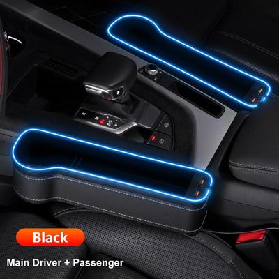 Новый автомобильный ящик для хранения щелей с 2 ​​USB-зарядными устройствами, красочный светодиодный карманный органайзер для сидений, держатель для бутылок и чашек для карточек, телефонов