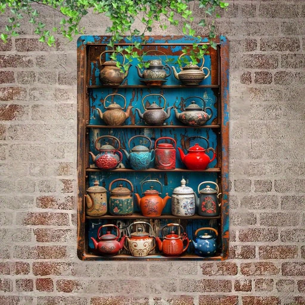 Vintage Teapot Metal Wall Art, Retro Style Decor for Garden, Club For Home Decor Enthusiasts - Perfect Gift for Housewarming
