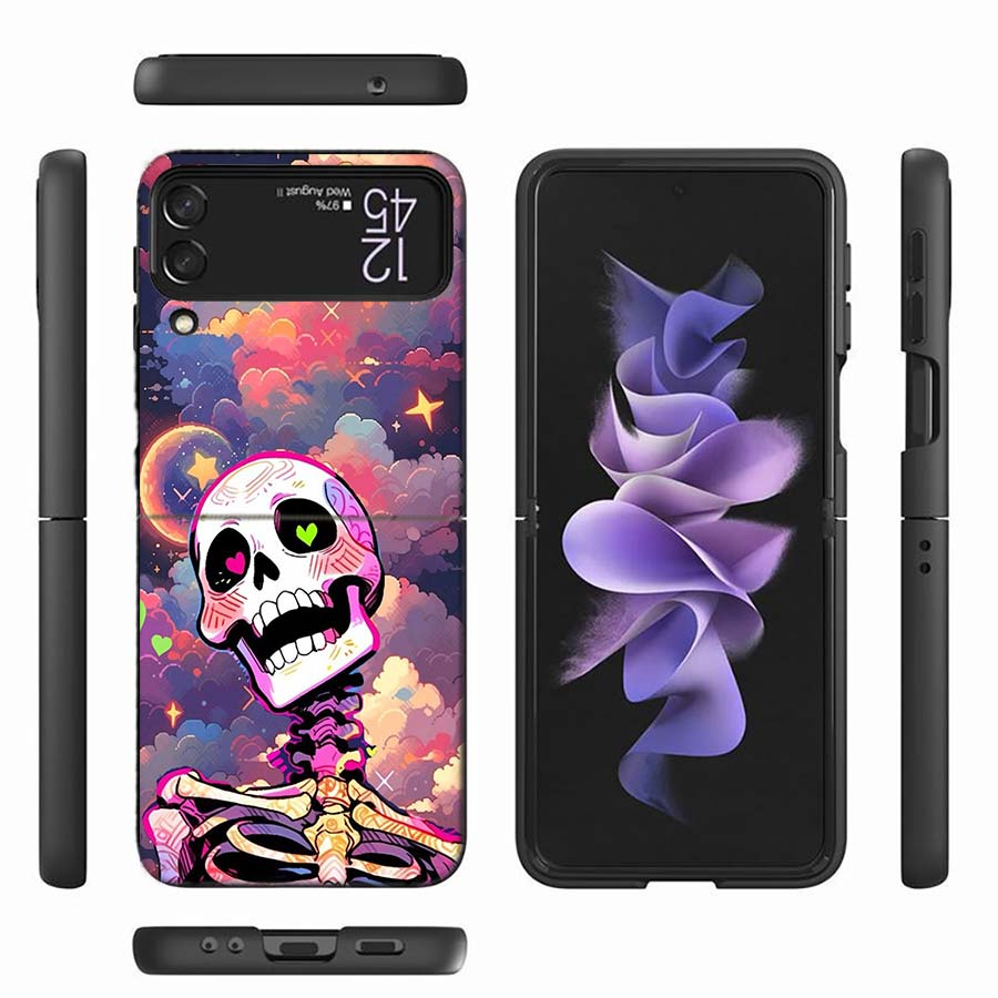 Забавный чехол-череп скелета для Samsung Z Flip 6 7 5G Z Flip 5 Galaxy Z Flip 3 4 5G ZFlip Ударопрочный Жесткий чехол ТПУ ПК Coq