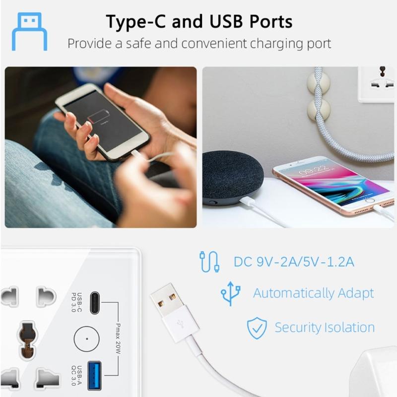Универсальная WiFi розетка, многофункциональная вилка-розетка, USB-зарядка, AC100V-240, Умные настенные розетки-выключатели