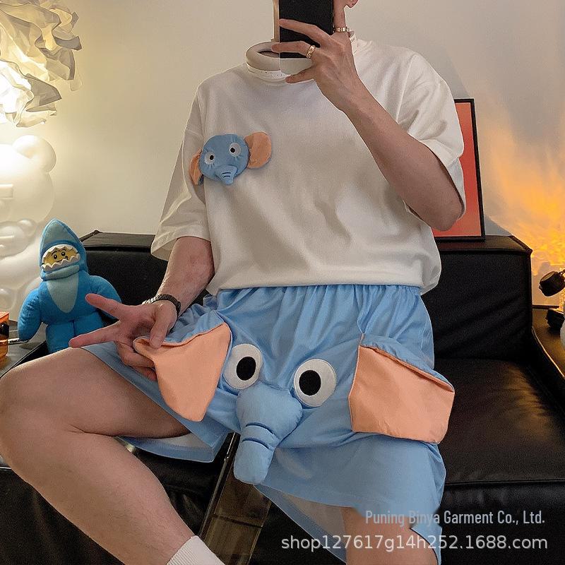 «Летняя мультяшная парная пижама»: Милый слон для дам и сопливая свинья для мужчин"