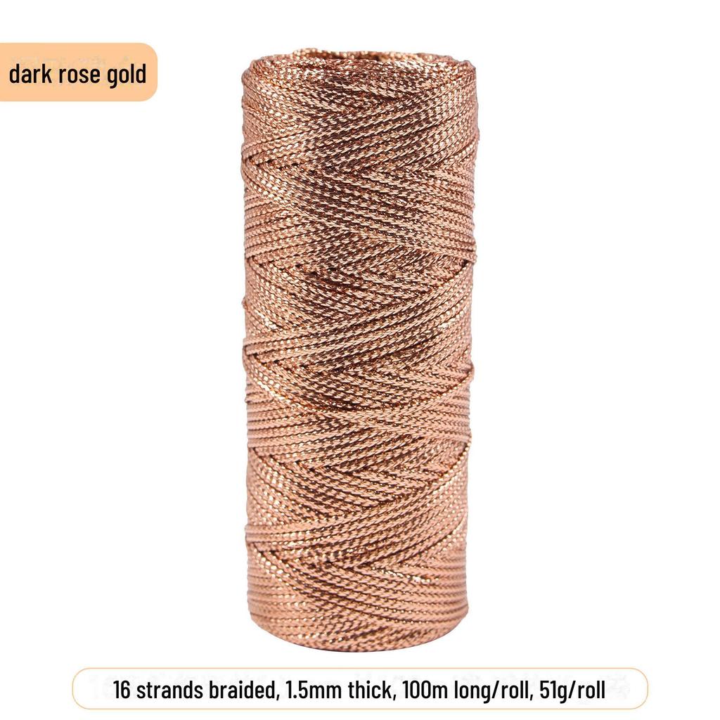Золотая и серебряная веревка толщиной 1,5 мм для упаковки подарков и связывания букетов, 16 прядей