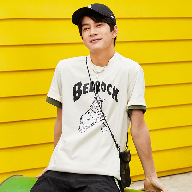 New Era SS22 Мультяшная Буква Свободная Футболка Унисекс Топы Слоновая кость 13274199