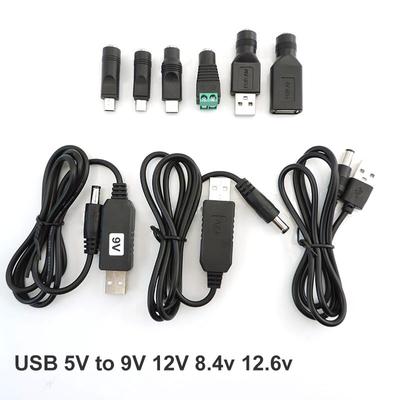 USB 5 В до 9 В 12 В 12,6 В 8,4 В повышающая линия питания до постоянного тока 5,5x2,1 мм штекерный мини 5-контактный тип c разъем модуля повышающего кабеля кабельный преобразователь