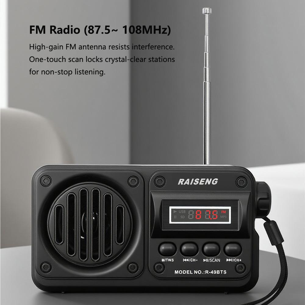Портативное FM-радио с подзарядкой от солнечной батареи, Bluetooth-динамик, USB, TF, MP3-плеер, уличный беспроводной динамик с FM-приемником