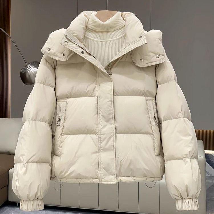 Petite 2025 Korean-Style Hooded Down Jacket - Short, Loose-Fit, Cotton-Padded for Winter