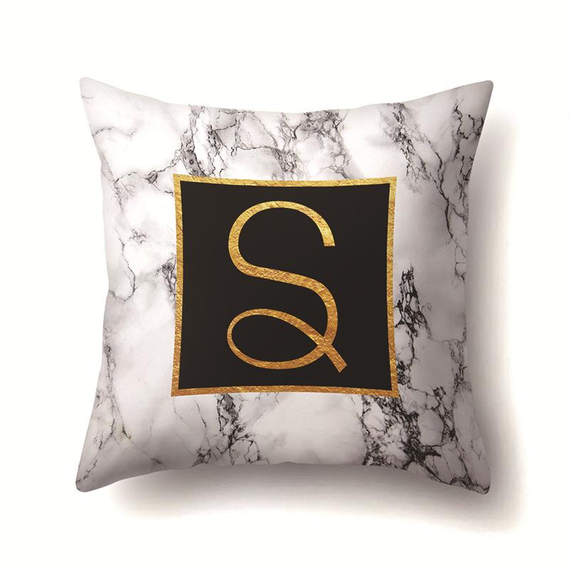 Полиэстеровая наволочка Домашняя Принт Мрамор Черный Золотой Наволочка 26 Английских Букв Наволочка