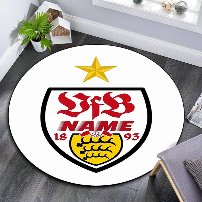 Custom Name,VfB Stuttgart pattern round rug,Carpet Rug for Living Room Bedroom Playroom ,Non-slip Floor Mat,Holiday Gifts and Birthday Gifts.
