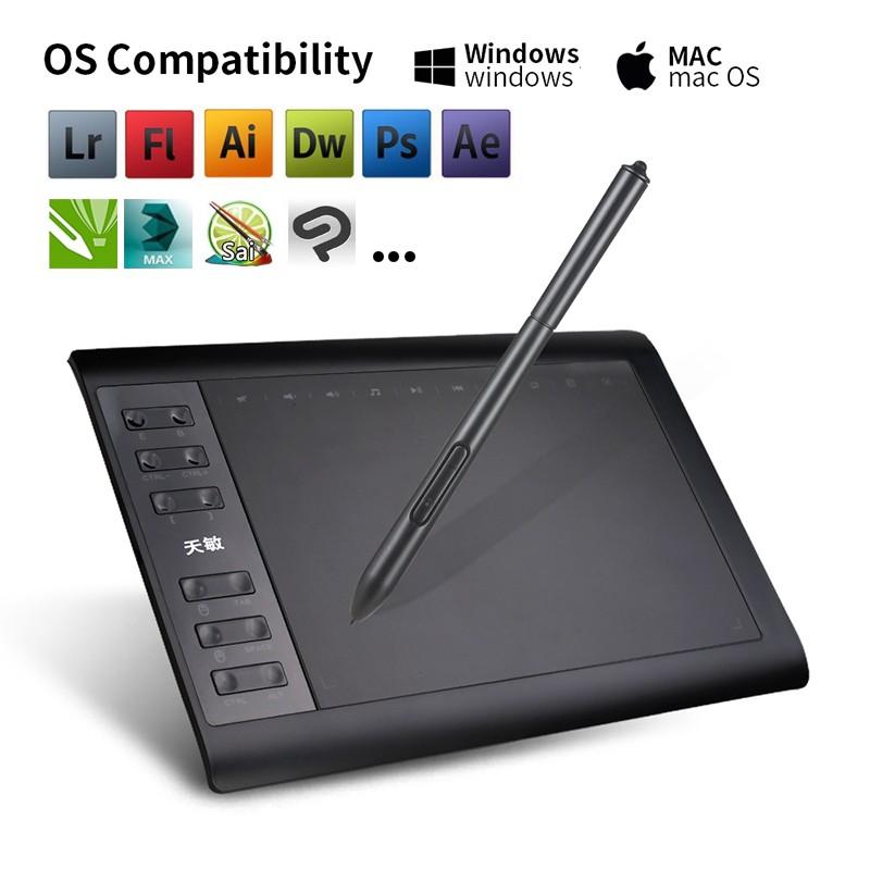 G10 1060Plus Graphic Tablet 10x6 Inch Designer Digital Drawing Tablet 8192 Levels Battery-Free Pen 10moons for Windows & MacAA