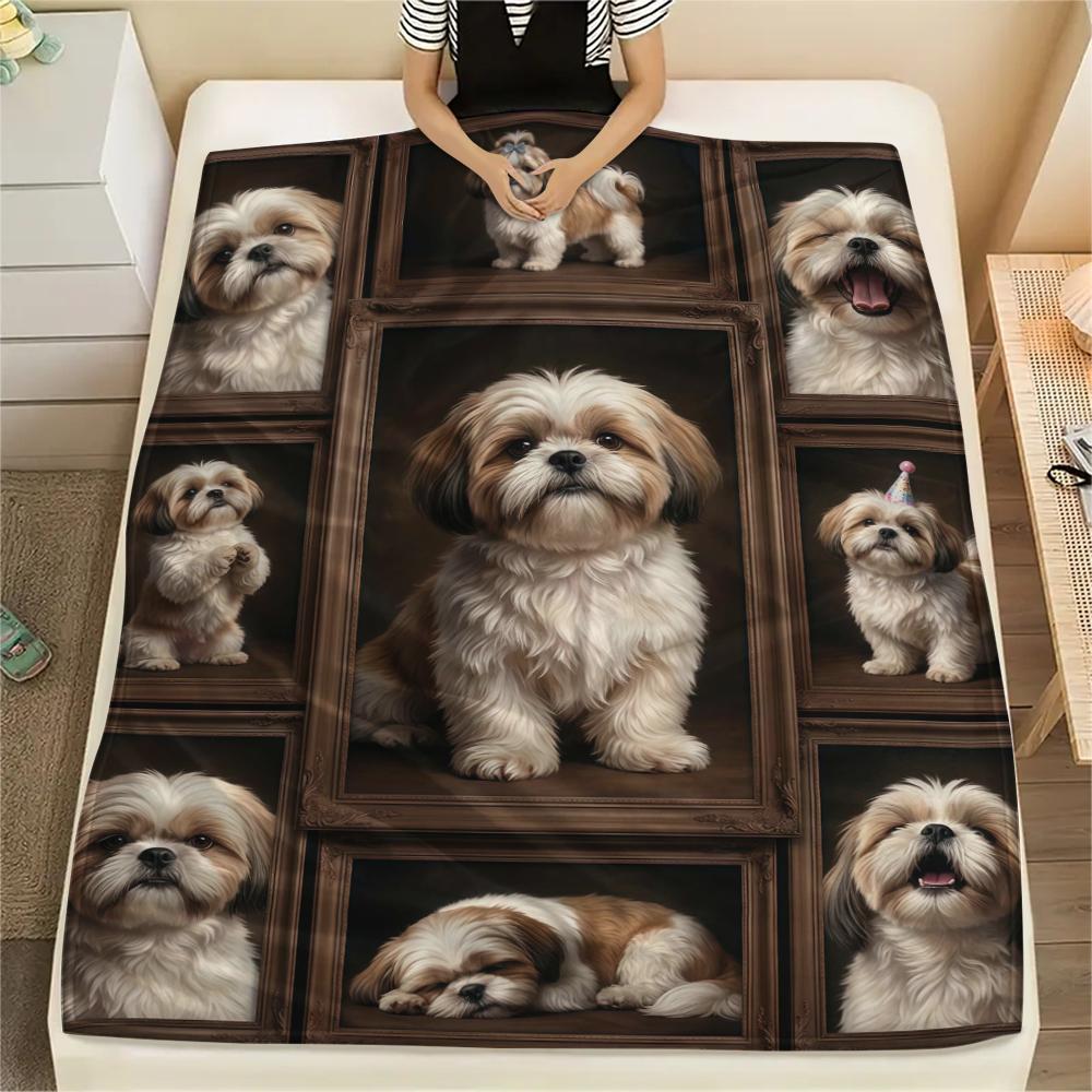 Many cute puppies Print Flannel Blanket,High quality Comfortable for All Seasons,Home Decor,Warmth and Comfort,Perfect for Christmas Gifts