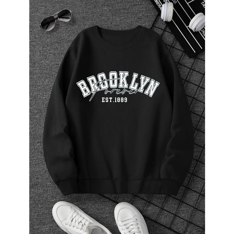 Модный Креативный Свитшот с Круглым Вырезом и Принтом BROOKLYN для Мужчин и Женщин