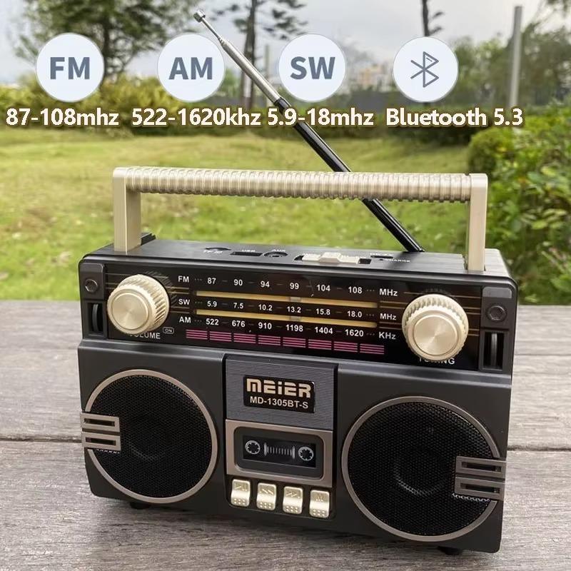 Ретро Солнечное Радио FM AM SW Портативный Приемник Bluetooth 5.3 Динамик MP3 Музыкальный Плеер Поддержка USB TF Карта Зарядка Type-C