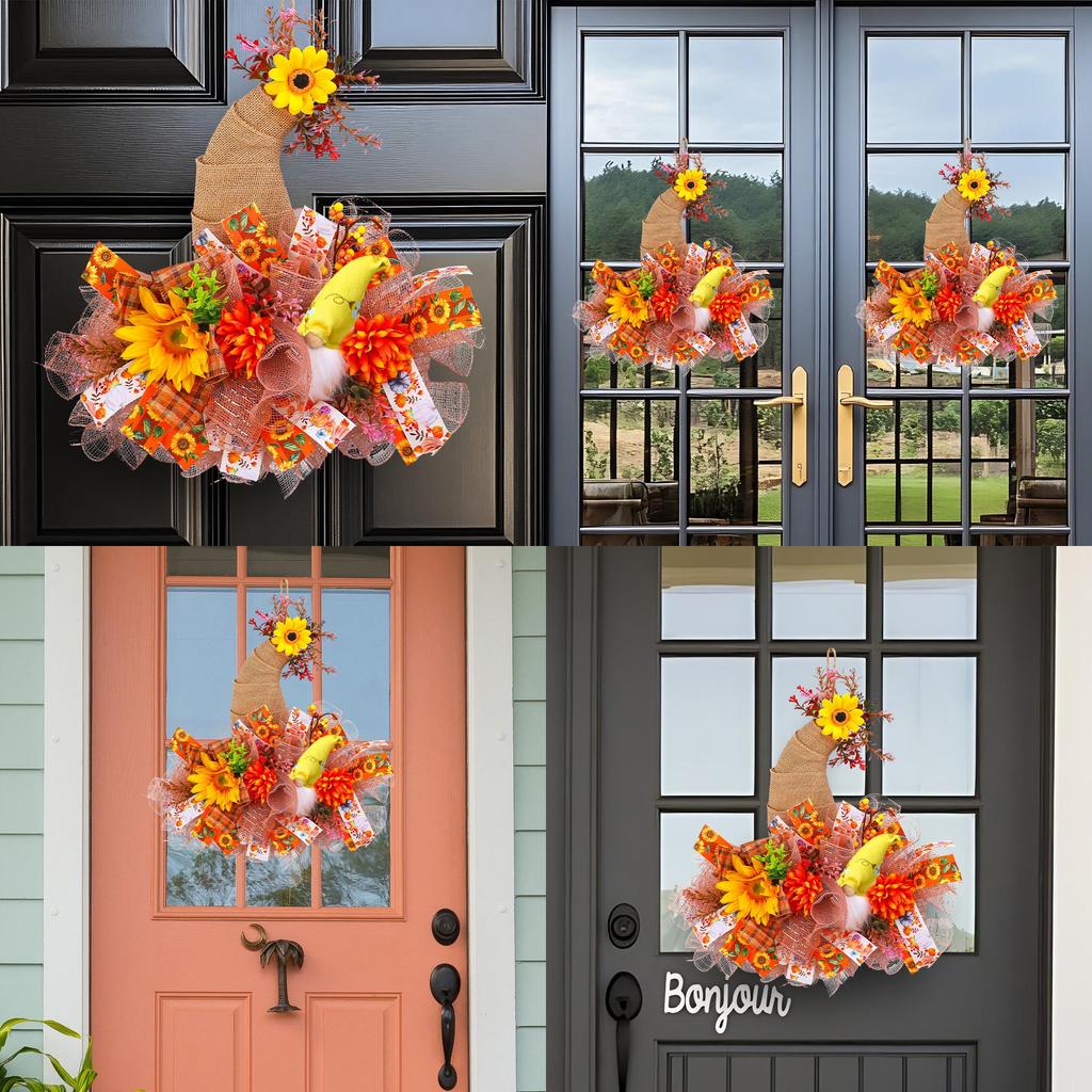 Осенний подвес на дверь «Урожай» с декором из подсолнухов для празднования осеннего фестиваля