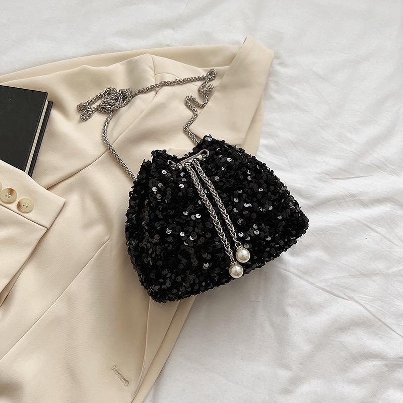 Модная женская сумка-ведро с пайетками, женская сумка через плечо, кошелек, роскошный дизайн, сумка-мессенджер на цепочке, женская сумочка