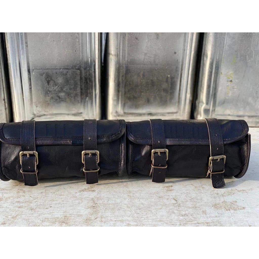 Кожаные мотоциклетные седельные сумки 4 черных кожаных боковых сумки Корзины 4 комбинированных сумки