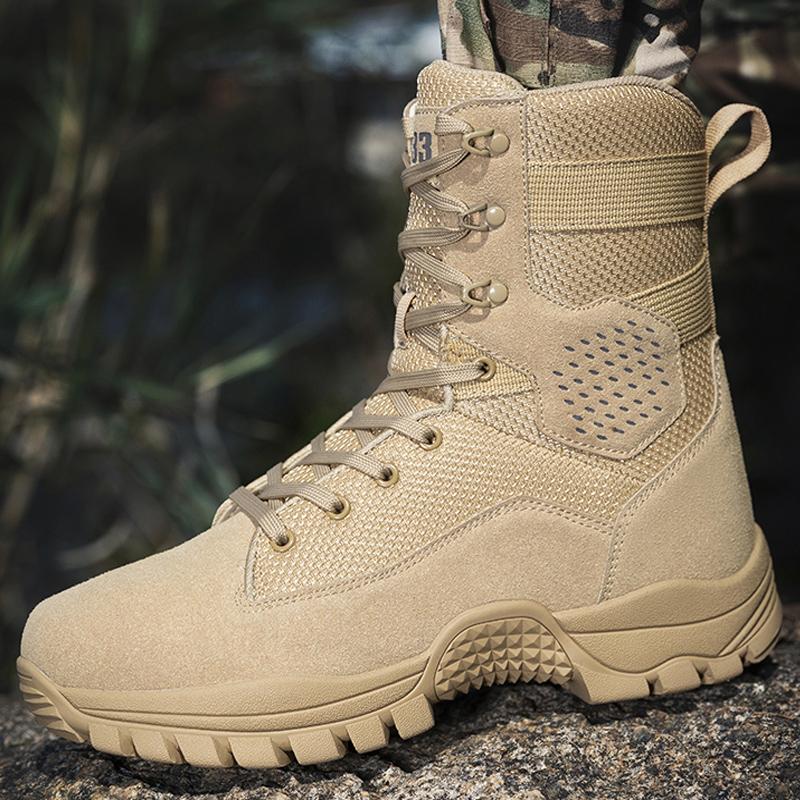 Мужские армейские ботинки для пустыни с боковой молнией, мужские ботинки на открытом воздухе, мужские походные ботинки, тренировочные тактические ботинки, износостойкая мужская обувь