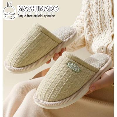 Mugino Rabbit 2025 Хлопковые вязаные нескользящие плюшевые тапочки для мужчин и женщин - Теплые домашние с толстой подошвой