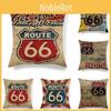 Элегантная наволочка из хлопка и льна с изображением Route 66 для стильного домашнего декора
