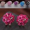 Women Elegant Inlaid Rhinestone Blooming Rose Flower Ear Studs Earrings