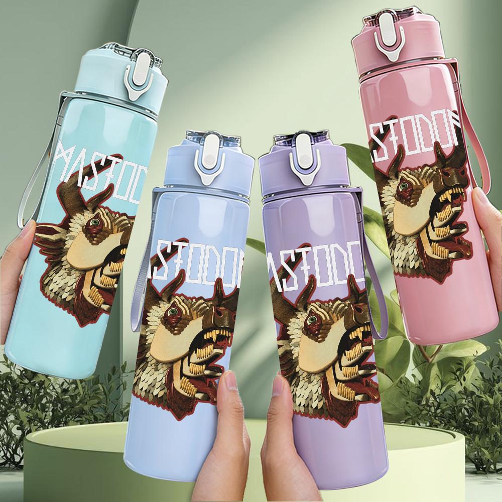 1PC Stag deer animal monochrome print 750ml colorful plastic sports water bottle leakproof pop up lid with straw for outdoor work home use