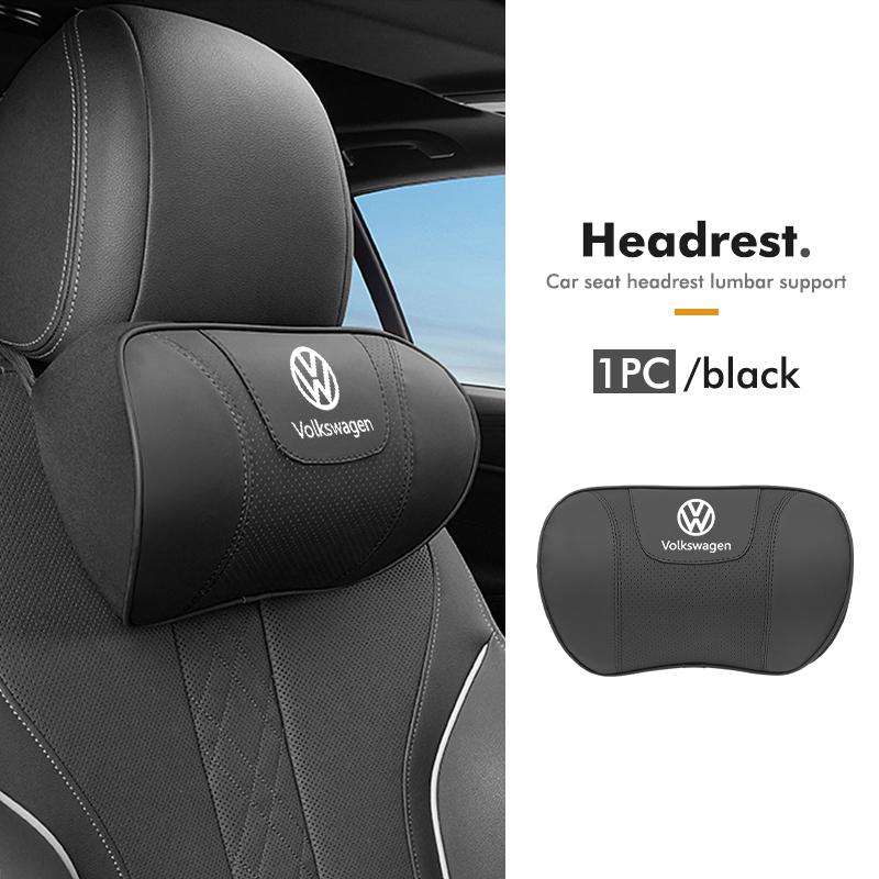 O2For Volkswagen VW Car Back Pillow Napa Leather Memory Cotton Headrest Lumbar Support Scirocco Passat Polo B5 B6 B7 CC Tiguan