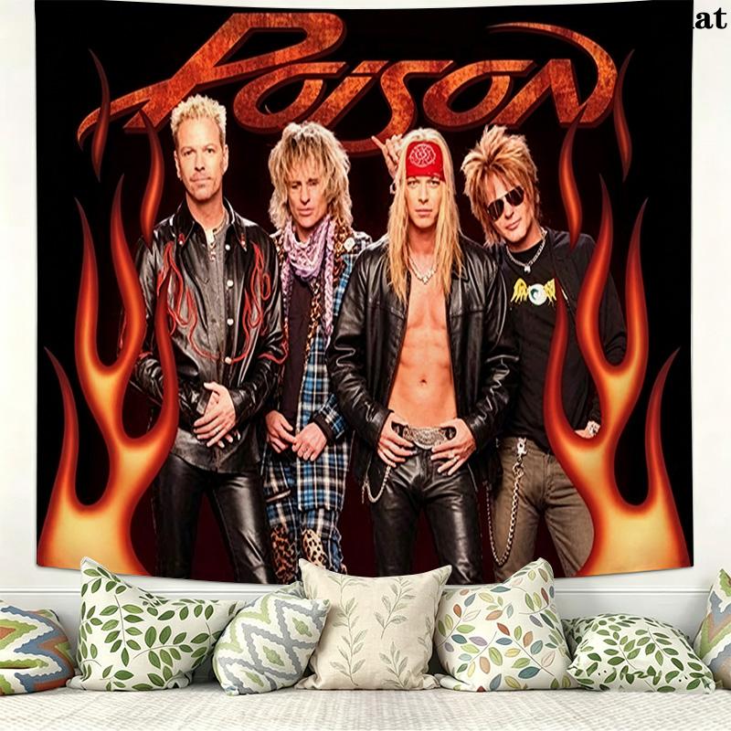 Poison Band Wall Tapestry Aesthetic Wall Hanging Printed Fabric Blanket Decorative Tapestries for Bedroom Living Room Home Decor
