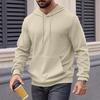 Men's Long Sleeve Textured Hooded Sweatshirt Casual Lightweight Hoodies Pullover Drawstring Hoodie With Kanga Pocket