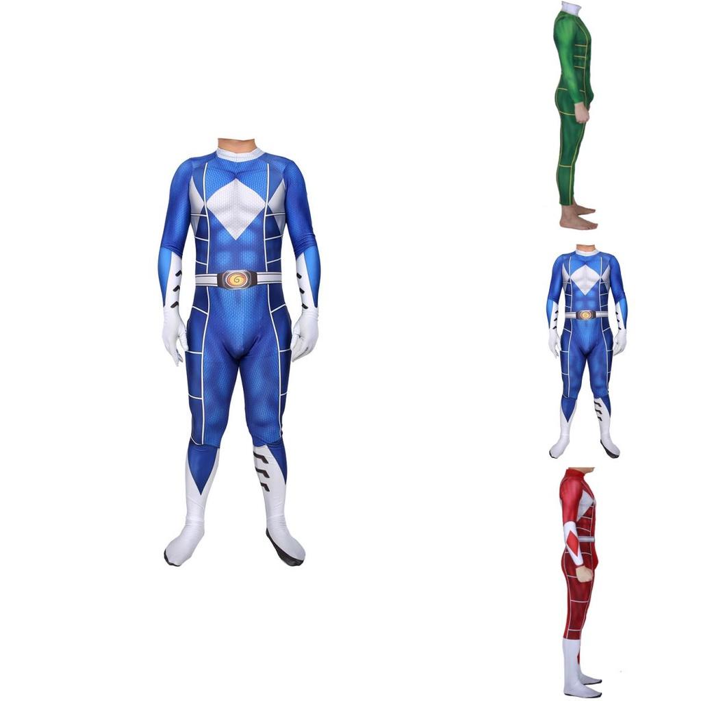 Vibrant Power Rangers Bodysuit Spandex Cosplay Costume For Unisex Kids And Adults