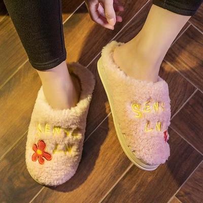 Тапочки женские осенне-зимние домашние комнатные милые нескользящие обувь для послеродового периода пара плюшевые домашние хлопковые тапочки мужские пушистые тапочки
