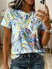 2026 Summer Fashion Women's Short-Sleeve T-Shirt Elegant Floral Print Round-Neck Top Casual-Style Women's Short-Sleeve Shirt