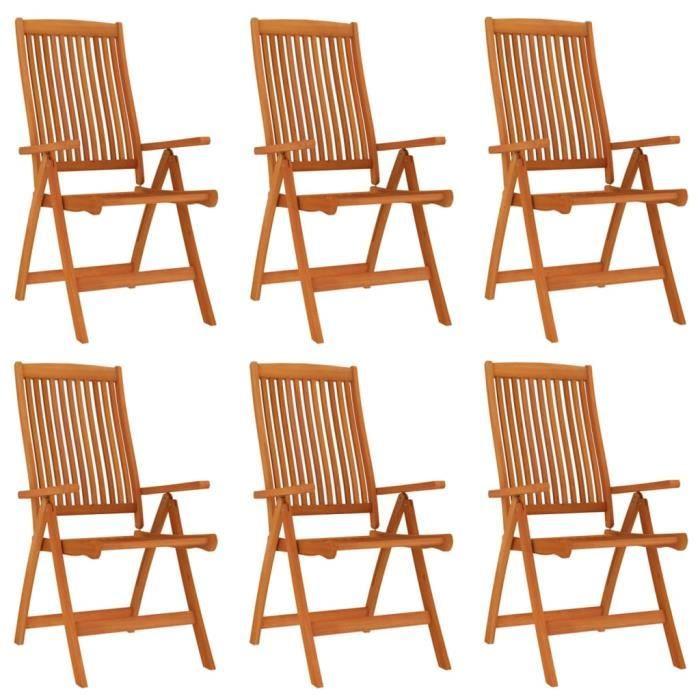 VidaXL Chaises de jardin pliables 6 pcs Bois d'eucalyptus massif 3087345