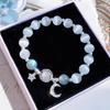 Korean Imitation Opal Moon Stars Pendant Elastic Bracelet Crystal Beads Bracelets for Women Girls Fashion Jewelry Gifts