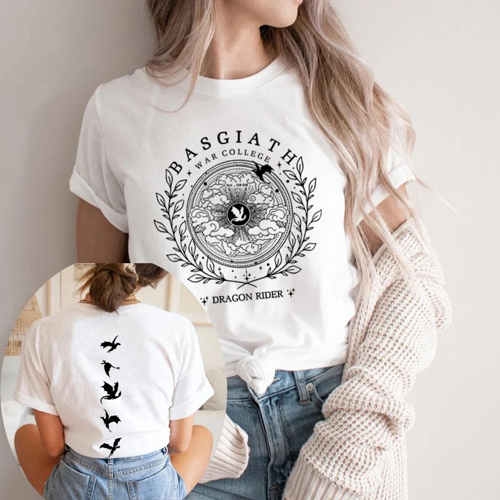 Basgiath War College 2-Sided T-shirt Fourth Wing Merch Shirt Bookish T-Shirt Women Short Sleeve Graphic T Shirts Streetwear Top