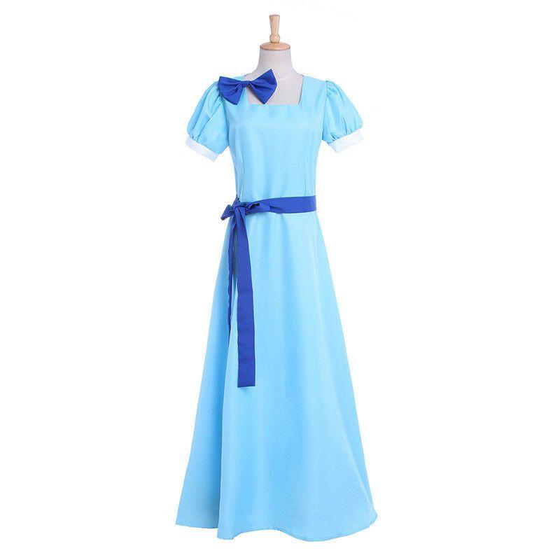 Восхитительное синее длинное платье, сказочный костюм Питера Пэна и Венди Дарлинг для взрослых