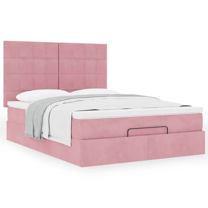 Maison Exclusive - Cadre de lit ottoman avec matelas rose 140x190 cm velours