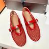Fashion New Designer Fishnet Flat Shoes Woman Mary Janes Cutout Summer Flats Women Ankle Belt Air-mesh Mocasines Zapatos De Mujer 2025