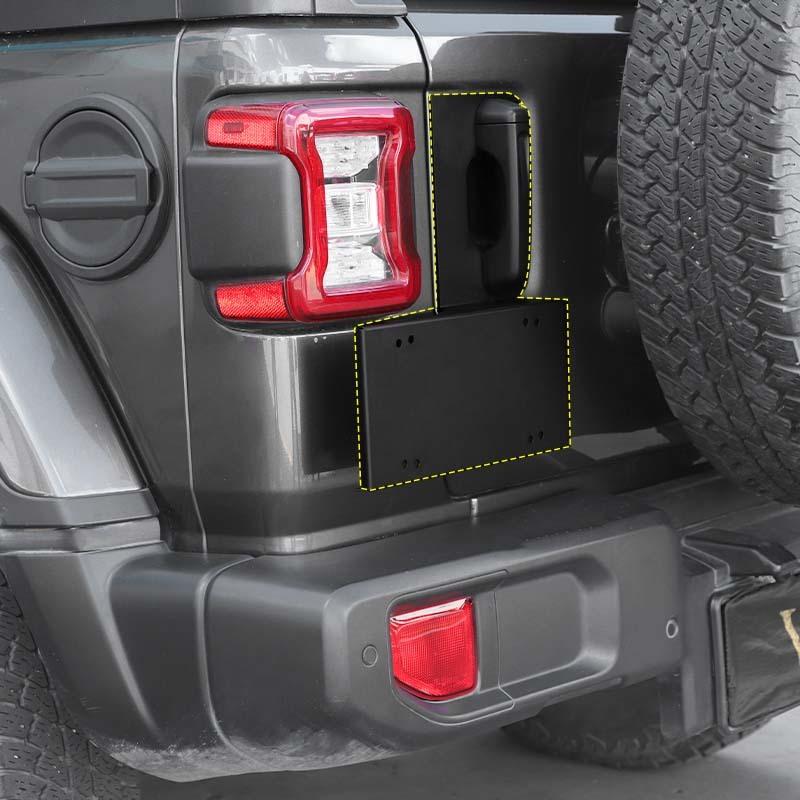 Car Rear Tailgate Handle License Plate Holder Bracket Aluminium Alloy Mounting Fit For Jeep Wrangler JL 2018 Up Exterior Accessories