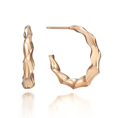 Серьги-кольца ELLE Jewelry из 14-каратного золота с текстурой (Золотая булавка) ELGPEE310