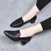 Middle Heel Spring and Autumn Embroidered Single Shoes Women's Deep Mouth Pointed Head Middle Heel Fashion Versatile Middle Heel Work Shoes Internet C