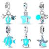 100% 925 Sterling Silver Firefly Star Bling Bling Blue Luminous Charms Beads Fit 925 Original Bracelets DIY Fine Jewelry