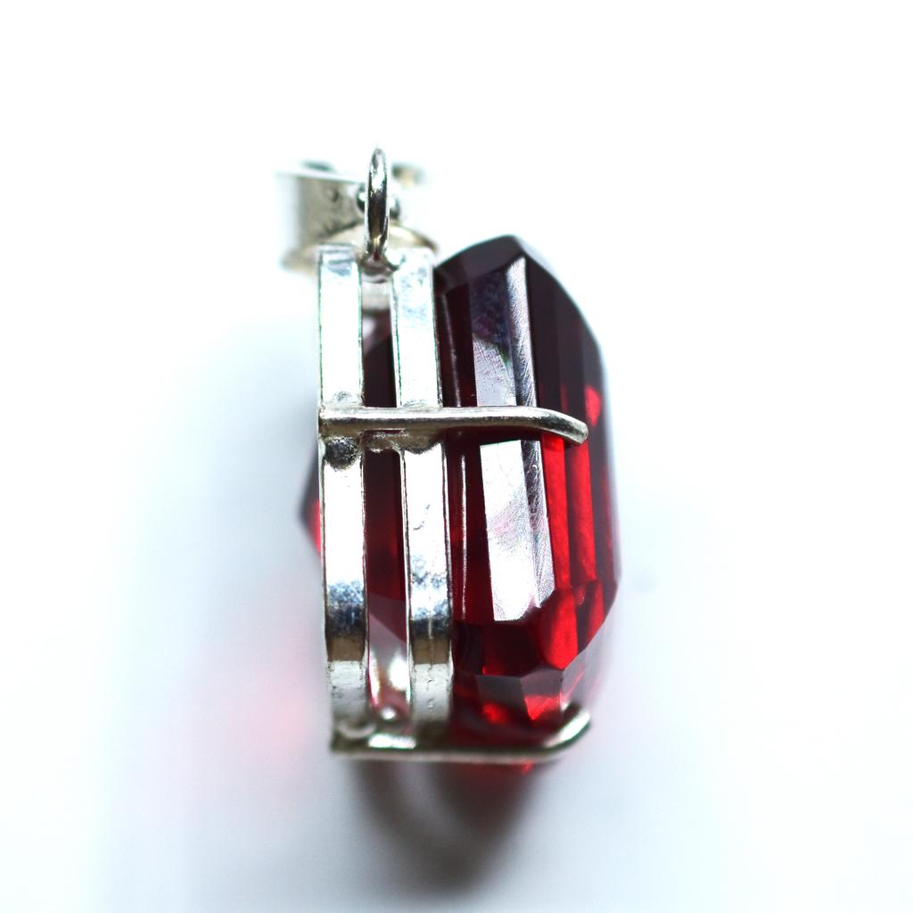 Натуральный красный топаз 925 стерлинговое серебро кулон квадратный 92,15 карата сертифицированный my-357-k